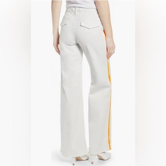 MOTHER The Roller Prep Chalk Orange Racer Stripe High Waist Flare Pants Size 26 - Picture 3 of 15